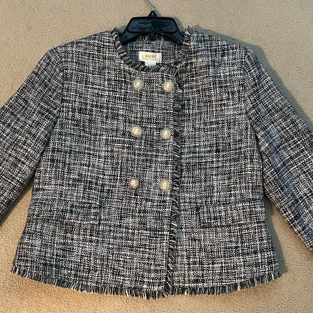 Anthropologie Black and White Tweed Blazer